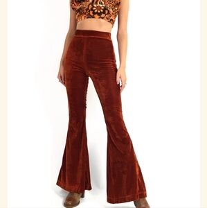 P. Cill orange velvet ribbed‎ flare bell bottom stretchy pants small